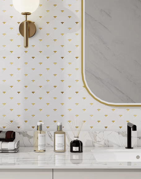 โมเสคหินอ่อน TIMELESS TILES รุ่น LUCKY CLOUD 23.7X29.8 ซม. สีขาว CRYSTAL WHITE